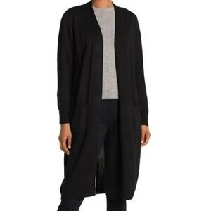 Ceny Open Front Long Cardigan Drop Shoulders Pockets Extra Small/XS Black NWT